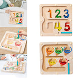 Maxbell Color Bead Maze Wooden Magnet Puzzle Boards Fine Motor for Preschoolers Gift Number Maze