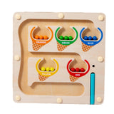 Maxbell Color Bead Maze Wooden Magnet Puzzle Boards Fine Motor for Preschoolers Gift Ice Cream Maze