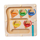 Maxbell Color Bead Maze Wooden Magnet Puzzle Boards Fine Motor for Preschoolers Gift Ice Cream Maze