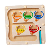 Maxbell Color Bead Maze Wooden Magnet Puzzle Boards Fine Motor for Preschoolers Gift Ice Cream Maze