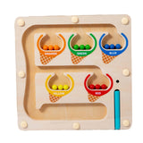 Maxbell Color Bead Maze Wooden Magnet Puzzle Boards Fine Motor for Preschoolers Gift Ice Cream Maze