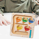 Maxbell Color Bead Maze Wooden Magnet Puzzle Boards Fine Motor for Preschoolers Gift Ice Cream Maze