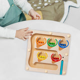 Maxbell Color Bead Maze Wooden Magnet Puzzle Boards Fine Motor for Preschoolers Gift Ice Cream Maze