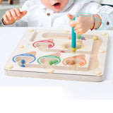 Maxbell Color Bead Maze Wooden Magnet Puzzle Boards Fine Motor for Preschoolers Gift Ice Cream Maze