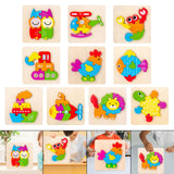 Maxbell Wooden Jigsaw Puzzle Stem Brain Teasers Puzzle Kindergarten Color Perception owl