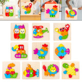 Maxbell Wooden Jigsaw Puzzle Stem Brain Teasers Puzzle Kindergarten Color Perception owl