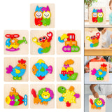 Maxbell Wooden Jigsaw Puzzle Stem Brain Teasers Puzzle Kindergarten Color Perception owl