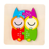 Maxbell Wooden Jigsaw Puzzle Stem Brain Teasers Puzzle Kindergarten Color Perception owl