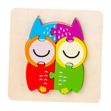 Maxbell Wooden Jigsaw Puzzle Stem Brain Teasers Puzzle Kindergarten Color Perception owl