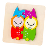 Maxbell Wooden Jigsaw Puzzle Stem Brain Teasers Puzzle Kindergarten Color Perception owl