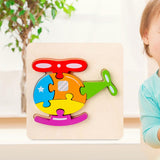 Maxbell Wooden Jigsaw Puzzle Stem Brain Teasers Puzzle Kindergarten Color Perception helicopter