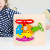 Maxbell Wooden Jigsaw Puzzle Stem Brain Teasers Puzzle Kindergarten Color Perception helicopter
