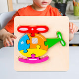 Maxbell Wooden Jigsaw Puzzle Stem Brain Teasers Puzzle Kindergarten Color Perception helicopter