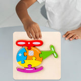 Maxbell Wooden Jigsaw Puzzle Stem Brain Teasers Puzzle Kindergarten Color Perception helicopter