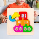 Maxbell Wooden Jigsaw Puzzle Stem Brain Teasers Puzzle Kindergarten Color Perception Excavator