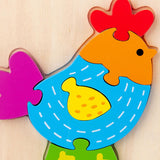 Maxbell Wooden Jigsaw Puzzle Stem Brain Teasers Puzzle Kindergarten Color Perception Chicken