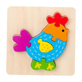 Maxbell Wooden Jigsaw Puzzle Stem Brain Teasers Puzzle Kindergarten Color Perception Chicken