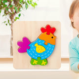 Maxbell Wooden Jigsaw Puzzle Stem Brain Teasers Puzzle Kindergarten Color Perception Chicken