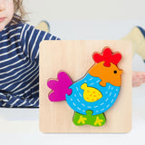Maxbell Wooden Jigsaw Puzzle Stem Brain Teasers Puzzle Kindergarten Color Perception Chicken