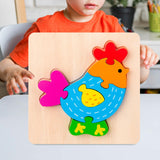 Maxbell Wooden Jigsaw Puzzle Stem Brain Teasers Puzzle Kindergarten Color Perception Chicken