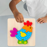 Maxbell Wooden Jigsaw Puzzle Stem Brain Teasers Puzzle Kindergarten Color Perception Chicken