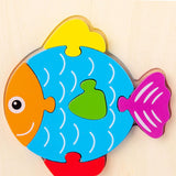 Maxbell Wooden Jigsaw Puzzle Stem Brain Teasers Puzzle Kindergarten Color Perception fish