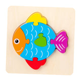Maxbell Wooden Jigsaw Puzzle Stem Brain Teasers Puzzle Kindergarten Color Perception fish