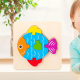Maxbell Wooden Jigsaw Puzzle Stem Brain Teasers Puzzle Kindergarten Color Perception fish