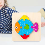 Maxbell Wooden Jigsaw Puzzle Stem Brain Teasers Puzzle Kindergarten Color Perception fish