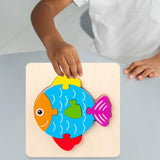 Maxbell Wooden Jigsaw Puzzle Stem Brain Teasers Puzzle Kindergarten Color Perception fish