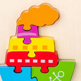 Maxbell Wooden Jigsaw Puzzle Stem Brain Teasers Puzzle Kindergarten Color Perception ship