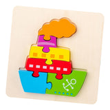 Maxbell Wooden Jigsaw Puzzle Stem Brain Teasers Puzzle Kindergarten Color Perception ship