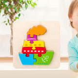 Maxbell Wooden Jigsaw Puzzle Stem Brain Teasers Puzzle Kindergarten Color Perception ship