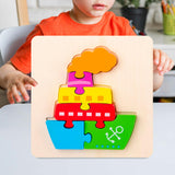 Maxbell Wooden Jigsaw Puzzle Stem Brain Teasers Puzzle Kindergarten Color Perception ship
