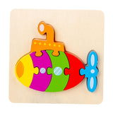 Maxbell Wooden Jigsaw Puzzle Stem Brain Teasers Puzzle Kindergarten Color Perception submarine
