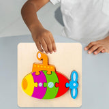 Maxbell Wooden Jigsaw Puzzle Stem Brain Teasers Puzzle Kindergarten Color Perception submarine