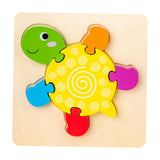 Maxbell Wooden Jigsaw Puzzle Stem Brain Teasers Puzzle Kindergarten Color Perception turtle