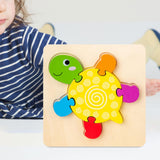 Maxbell Wooden Jigsaw Puzzle Stem Brain Teasers Puzzle Kindergarten Color Perception turtle