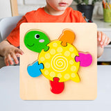 Maxbell Wooden Jigsaw Puzzle Stem Brain Teasers Puzzle Kindergarten Color Perception turtle