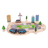 Maxbell Wooden Wooden Train and Track Sets Interactive Kid Toy for Boys 4~7 Children