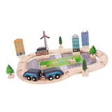Maxbell Wooden Wooden Train and Track Sets Interactive Kid Toy for Boys 4~7 Children