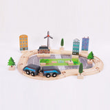 Maxbell Wooden Wooden Train and Track Sets Interactive Kid Toy for Boys 4~7 Children
