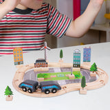 Maxbell Wooden Wooden Train and Track Sets Interactive Kid Toy for Boys 4~7 Children