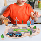 Maxbell Wooden Wooden Train and Track Sets Interactive Kid Toy for Boys 4~7 Children