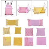 Maxbell 18" Doll Bedding Gift Set Miniature Kids Pretend Toy with Quilt Cover Pillow Yellow
