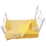 Maxbell 18" Doll Bedding Gift Set Miniature Kids Pretend Toy with Quilt Cover Pillow Yellow