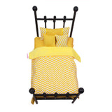 Maxbell 18" Doll Bedding Gift Set Miniature Kids Pretend Toy with Quilt Cover Pillow Yellow