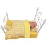 Maxbell 18" Doll Bedding Gift Set Miniature Kids Pretend Toy with Quilt Cover Pillow Yellow