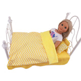 Maxbell 18" Doll Bedding Gift Set Miniature Kids Pretend Toy with Quilt Cover Pillow Yellow