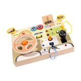 Maxbell Montessori LED Busy Board Wooden Sensory Board for Toddlers 1-3 Travel Kids